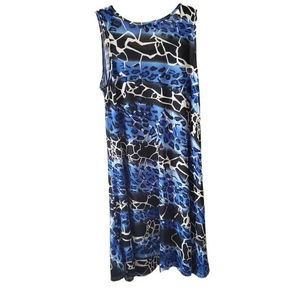 Creation Blue Patterned Sleeveless Midi Dress - Picture 2 of 3
